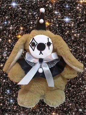 Plush Clown Bunny with Ribbon Collar